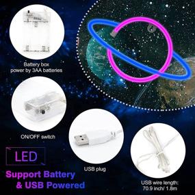 img 3 attached to 🌌 Saturn Night Light for Kids Gift for Girls Woman - Neon Signs Planet Neon Light for Wall Decor - Suitable for Bedroom Bar Restaurant Party Wedding Baby Room - USB Charging Support