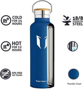 img 2 attached to 🚰 Super Sparrow Insulated Water Bottle with Straw Lid Kids - Find Your Perfect Size & Color in 12oz, 17oz, 25oz, 32oz - Reusable Stainless Steel Flask Thermos with Standard Mouth