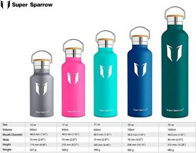 img 1 attached to 🚰 Super Sparrow Insulated Water Bottle with Straw Lid Kids - Find Your Perfect Size & Color in 12oz, 17oz, 25oz, 32oz - Reusable Stainless Steel Flask Thermos with Standard Mouth