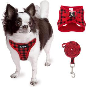 img 4 attached to 🐶 CHERPET Puppy Harness and Leash Set: Plaid Cute Adjustable Full Body Vest for Small Dogs - Escape Proof, Safety, No Pull Halter, Breathable Mesh, Easy Walk Outdoor, Comfort Fit for Kittens & Small Animals