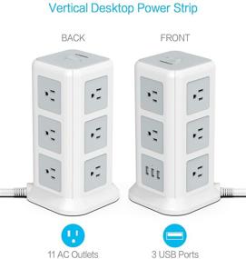 img 3 attached to 💡 TESSAN Surge Protector Power Strip Tower with 11 Outlets, 3 USB Ports, and 6.5ft Extension Cord for Home and Office