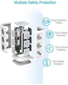 img 1 attached to 💡 TESSAN Surge Protector Power Strip Tower with 11 Outlets, 3 USB Ports, and 6.5ft Extension Cord for Home and Office