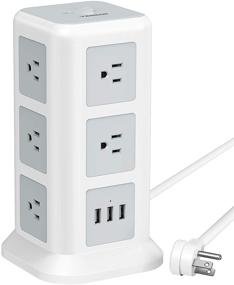 img 4 attached to 💡 TESSAN Surge Protector Power Strip Tower with 11 Outlets, 3 USB Ports, and 6.5ft Extension Cord for Home and Office