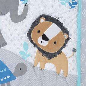 img 2 attached to 🌿 Delightful Jungle Fun 3-Piece Crib Bedding Set for a Tranquil Sleep, Blue/Gray