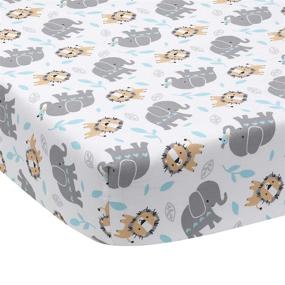 img 1 attached to 🌿 Delightful Jungle Fun 3-Piece Crib Bedding Set for a Tranquil Sleep, Blue/Gray