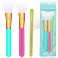 🌸 set of 3 silicone makeup brushes, facial mask applicator brush, soft silicone mud mask beauty tool for skincare, hairless body lotion applicator tools logo