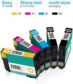 img 2 attached to 🖨️ High-Quality Remanufactured Ink Cartridge Replacement for Epson 220XL - 5 Packs, Compatible with WF-2760 WF-2750 WF-2630 WF-2650 WF-2660 Expression Home XP-420 XP-320 XP-424 Printer