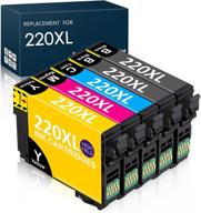 🖨️ high-quality remanufactured ink cartridge replacement for epson 220xl - 5 packs, compatible with wf-2760 wf-2750 wf-2630 wf-2650 wf-2660 expression home xp-420 xp-320 xp-424 printer logo