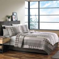 🛏️ eddie bauer 200404 fairview collection 100% cotton reversible quilt bedspread with matching shams, lightweight & pre-washed for extra comfort, full/queen size, grey logo