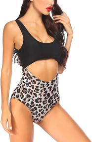 img 3 attached to 👙 Ekouaer Women's Tribal Print One Piece Swimsuit with Keyhole Cutout and Padded Cups - Stylish Swimwear