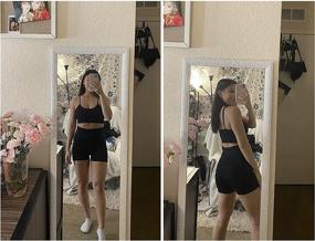 img 2 attached to 👚 Stylish and Comfortable 2 Piece Workout Sets for Women - High Waist Yoga Shorts with Adjustable Padded Sports Bra - Seamless and Perfect Fit