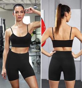 img 3 attached to 👚 Stylish and Comfortable 2 Piece Workout Sets for Women - High Waist Yoga Shorts with Adjustable Padded Sports Bra - Seamless and Perfect Fit