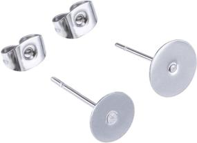 img 4 attached to 👂 200 Pieces Stainless Steel Earring Posts with Flat Pad (2 Size) and Earring Backs - Perfect Earring Making Findings Set