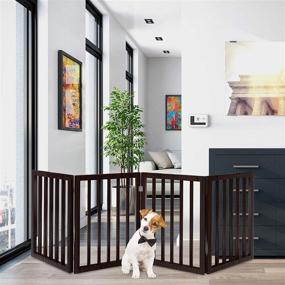 img 4 attached to 🐶 Wooden Freestanding Pet Gate by PETMAKER - Folding Fence for Doorways, Halls, Stairs & Home - Step Over Divider - Ideal for Dogs & Puppies