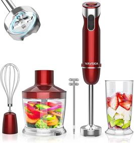 img 4 attached to VAVSEA 1000W 5-in-1 Immersion Hand Blender - 12 Speed Stainless Steel Stick Blender with Chopper, Beaker, Egg Whisk, Milk Frother - Perfect for Baby Food, Smoothies, Puree - BPA Free - Red