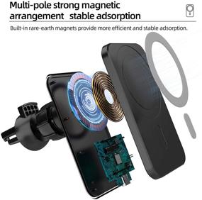 img 2 attached to 📱 15W Magnetic Wireless Car Charger Holder for iPhone 12 Pro Max Mini - Fast Charging Airvent Mount - Black