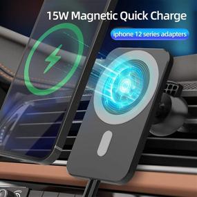 img 3 attached to 📱 15W Magnetic Wireless Car Charger Holder for iPhone 12 Pro Max Mini - Fast Charging Airvent Mount - Black