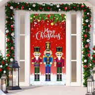 🎅 merry christmas door cover: xmas snowflake nutcracker backdrop - festive photography decorations for winter parties, house doors & holiday décor - 70.9 x 35.4 inches logo