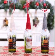 🎅 set of 6 christmas gnomes wine bottle covers – decorative home table decorations and gifts for christmas, ideal wine bottle toppers for festive christmas decor логотип