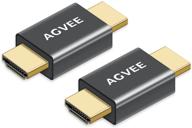 🔌 agvee [2 pack] адаптер hdmi (мужской - мужской) - коннектор расширенного разрешения 4k@60hz для потоковых устройств, игровых консолей и пк - серый логотип