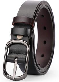 img 4 attached to 👗 JASGOOD Women's Leather Reversible Belt - Versatile Belt for Jeans, Dress Pants, and Casual Outfits with Solid Buckle - Ideal for Girls and Ladies