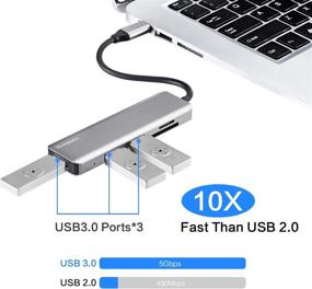 img 3 attached to 🔌 5 in 1 USB C Hub Type C Adapter with 3 USB 3.0 Ports and SD/TF Card Reader for MacBook Air, MacBook Pro 2019/2018/2017, ChromeBook and More