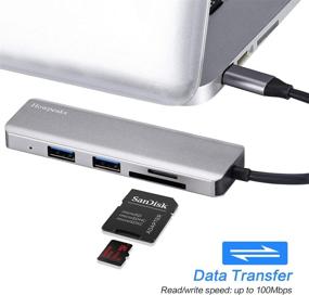 img 2 attached to 🔌 5 in 1 USB C Hub Type C Adapter with 3 USB 3.0 Ports and SD/TF Card Reader for MacBook Air, MacBook Pro 2019/2018/2017, ChromeBook and More
