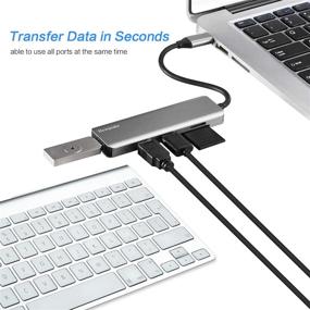 img 1 attached to 🔌 5 in 1 USB C Hub Type C Adapter with 3 USB 3.0 Ports and SD/TF Card Reader for MacBook Air, MacBook Pro 2019/2018/2017, ChromeBook and More
