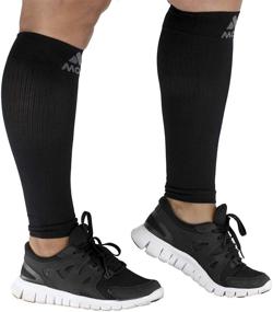 img 1 attached to 👣 Mojo 4XL Graduated Compression Calf Sleeves for Women and Men - Footless, XXXX-L, Black - 20-30mHg Compression, 1 Pair - Plus Size