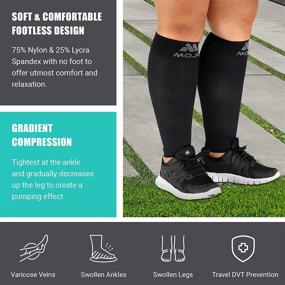 img 2 attached to 👣 Mojo 4XL Graduated Compression Calf Sleeves for Women and Men - Footless, XXXX-L, Black - 20-30mHg Compression, 1 Pair - Plus Size