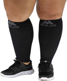 img 4 attached to 👣 Mojo 4XL Graduated Compression Calf Sleeves for Women and Men - Footless, XXXX-L, Black - 20-30mHg Compression, 1 Pair - Plus Size