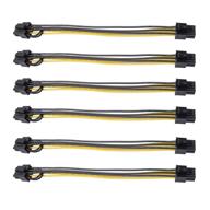 (6 pack) 6 pin male to 8 pin (6+2) male pcie adapter power cable - 11.8 inch pci express extension cable logo