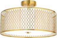 💡 luburs semi flush mount ceiling light fixture with e26 base - modern chandelier for bedroom, kitchen, bathroom, hallway, stairwell (gold) logo