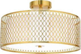 img 4 attached to 💡 Luburs Semi Flush Mount Ceiling Light Fixture with E26 Base - Modern Chandelier for Bedroom, Kitchen, Bathroom, Hallway, Stairwell (Gold)