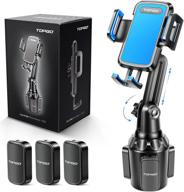 📱 stable & adjustable pole car cup holder phone mount - no shaking - cell phone cradle for iphone, samsung & more smart phones (blue) logo