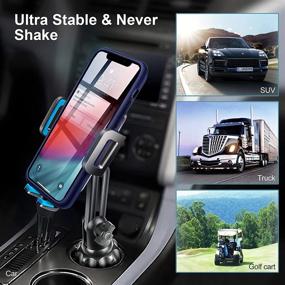 img 3 attached to 📱 Stable & Adjustable Pole Car Cup Holder Phone Mount - No Shaking - Cell Phone Cradle for iPhone, Samsung & More Smart Phones (Blue)