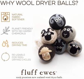 img 3 attached to 🐑 Premium New Zealand Handmade Wool Dryer Balls by Fluff Ewes: Reusable, Anti-Static Laundry Essential - A Sustainable Alternative to Liquid Fabric Softener, Plastic Dryer Balls, or Dryer Sheets (6 Pack Set)