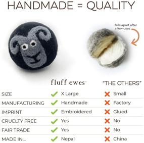 img 1 attached to 🐑 Premium New Zealand Handmade Wool Dryer Balls by Fluff Ewes: Reusable, Anti-Static Laundry Essential - A Sustainable Alternative to Liquid Fabric Softener, Plastic Dryer Balls, or Dryer Sheets (6 Pack Set)