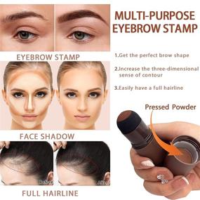 img 2 attached to 💦 Waterproof Eyebrow Stamp Stencil Kit - One Step Brow Stamp for Shaping Brows and Hairline - Light Brown