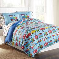 🛩 wildkin kids 100% cotton full duvet covers for boys and girls - 88x88 inches - button closure & interior corner ties - bpa-free - olive kids (trains, planes & trucks) logo