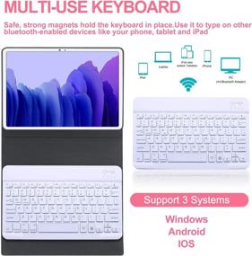 img 3 attached to FOGARI Keyboard Case for Samsung Galaxy Tab A7 10.4'' 2020 Model - Slim Folio Smart Cover with 7 Colors Backlit Detachable Keyboard - Rose Gold