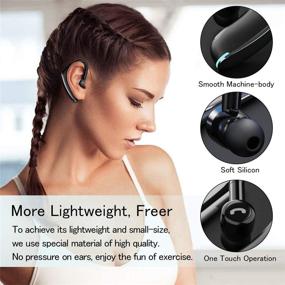 img 1 attached to 🎧 Беспроводные наушники SLuB Bluetooth V5.0 - небольшие черные наушники для сотового телефона, устойчивые к поту, громкоговорители Hands-Free