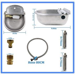 img 3 attached to 🐾 304 Stainless Steel Animal Automatic Drinking Fountain with 5-in-1 Kit: Water Bowl, Pipe, 2 Float Valves, Quick Connector, Mounting Screws