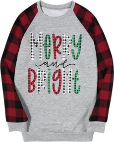 img 3 attached to 🎄 Merry Bright Graphic Print Christmas Sweatshirts for Women - Long Sleeve Christmas Crewneck Pullover Casual Blouse Tops