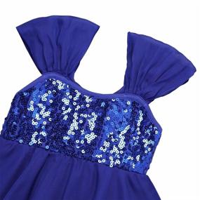 img 2 attached to FEESHOW Girls Sequined Ballet Lyrical Dance Chiffon Dress - Irregular Ballerina Dancing Costume for Gymnastics and Leotard Performances