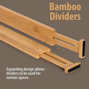 img 1 attached to 🗄️ Organize with Ease: Chef's Secret 2-Piece Spring-Loaded Bamboo Drawer Dividers for Kitchen, Bathroom, Office, or Craft Room Drawers