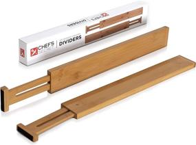 img 3 attached to 🗄️ Organize with Ease: Chef's Secret 2-Piece Spring-Loaded Bamboo Drawer Dividers for Kitchen, Bathroom, Office, or Craft Room Drawers