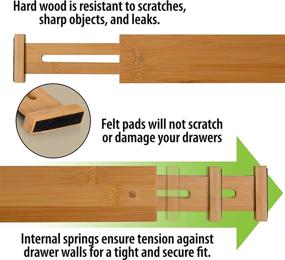 img 2 attached to 🗄️ Organize with Ease: Chef's Secret 2-Piece Spring-Loaded Bamboo Drawer Dividers for Kitchen, Bathroom, Office, or Craft Room Drawers