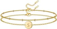 🌟 enchanting personalized stainless-steel layered initial bracelet: a delightful accessory for girls logo