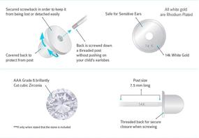 img 1 attached to Круглые одиночные детские серьги для малышек с кубическим цирконием на шпильке, изготовленные из 14-каратного белого золота, 2-6 мм корзина